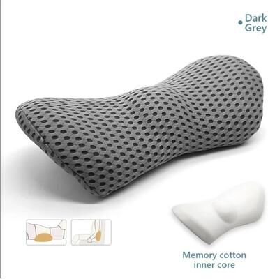 Inspired Finds Ergonomic Memory Foam Lumbar Pillow With Removable Knit Cover For Car Seat And Office Chair grey