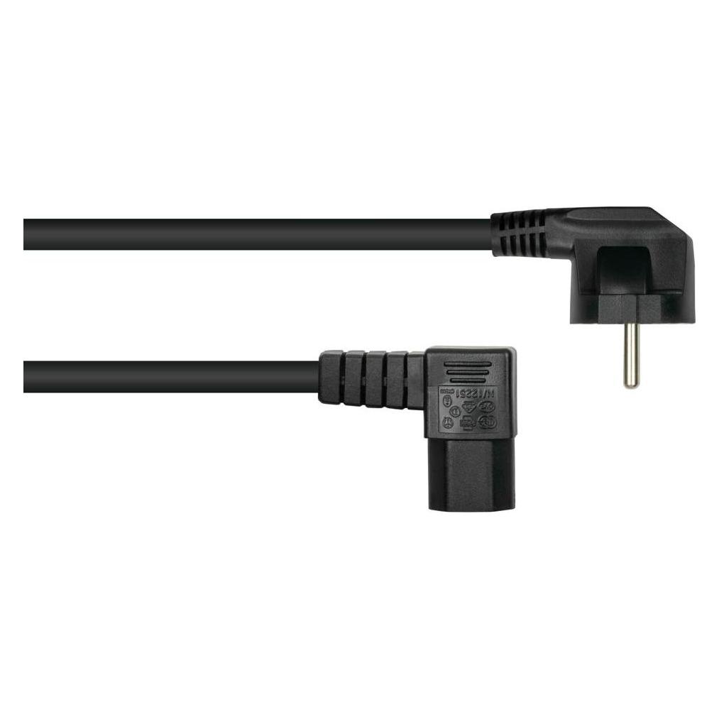 Kabelmeister Netzkabel Schutzkontakt-Stecker Typ E+F (90° gew.) an Warmgeräte-Buchse C15 (r. gew.) (1 m) (SK0151-S010)