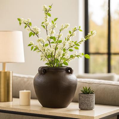 Sagebrook Home Rustic Heritage Table Vase with Textured Finish and Handles - Brown
