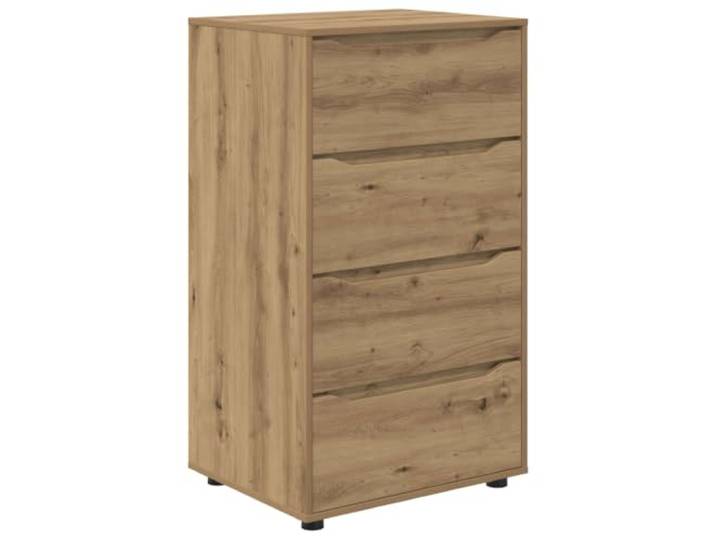 RJPLMFV Artisan Oak Aufbewahrungsschrank, Holz, 60 x 48 x 105 cm Minimalistisches Design, geräumige Schubladen, stabile Beine, einfache Pflege mit trockenem Tuch, moderner Stil für