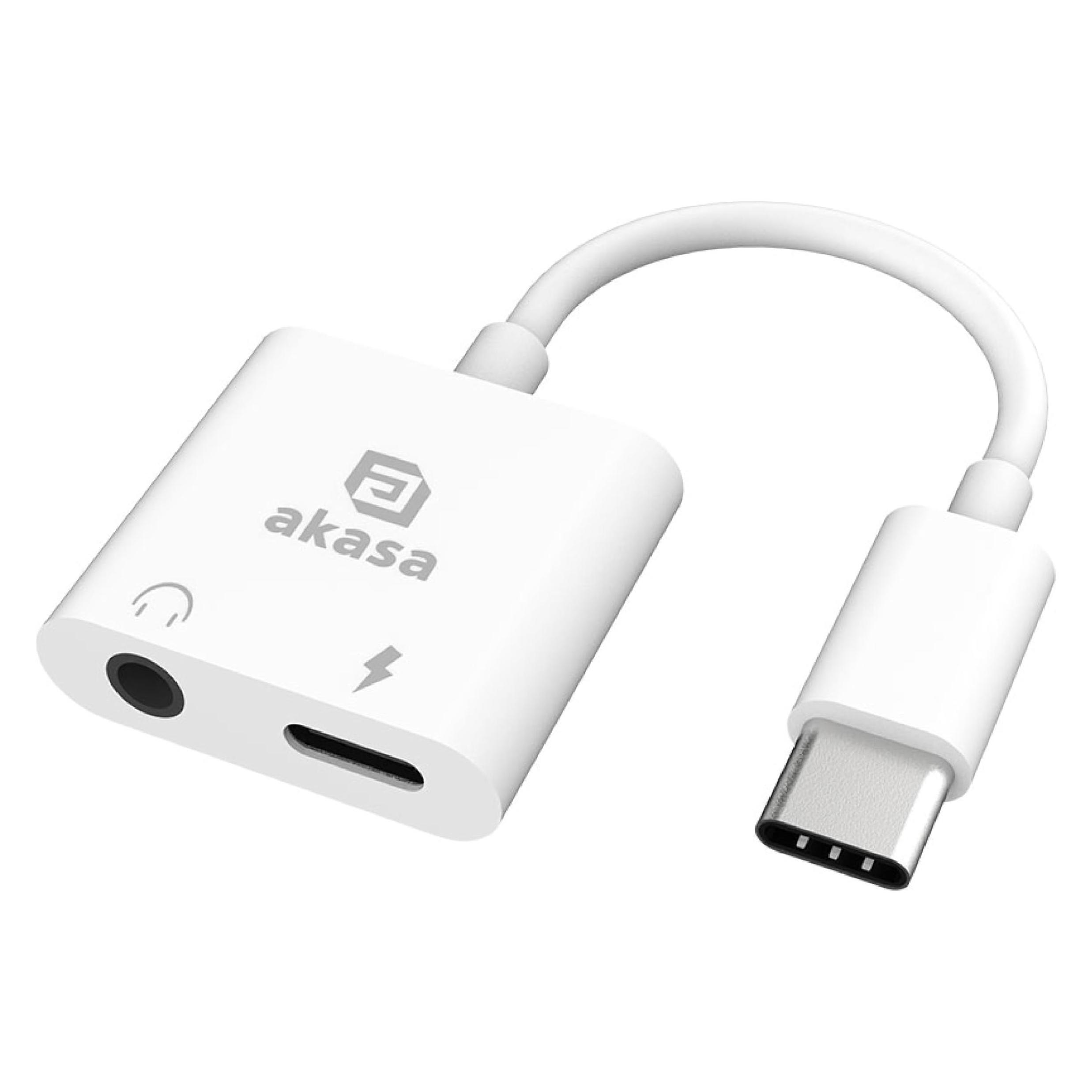 Akasa - Type-C Headphone Jack & Charger Adapter (Winkeladapter) (AK-CBCA30-08WH)