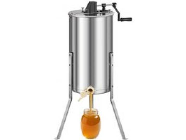 VEVOR Extracteur de Miel Manuel à 2 Cadres Centrifugeuse Séparateur Miel Acier Inox avec Couvercle Transparent, Support Réglable en Hauteur, Équipement d'Extraction de Nid d'Abeilles pour Apiculture