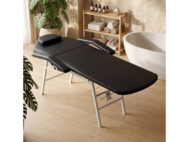 HOMCOM Table Massage Pliante 3 Zones 182x62cm Portable Noir