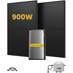EcoFlow Balkonkraftwerk Set, 890/1000Wp Bifaziale Solarmodule, 800W Wechselrichter, Powerness - 2 x 450Wp Bifaziale Full Black / mit Stream AC pro 1920Wh / Standardversand (Versandkosten werden bei der Kasse berechnet)