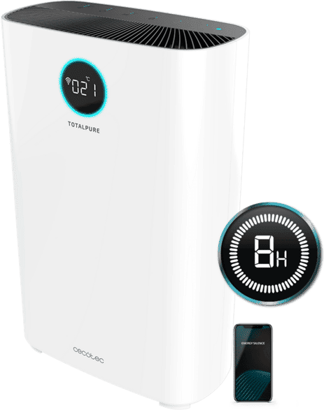 Purificador de aire - Cecotec TotalPure 5000 Connected Expert, CADR 360 m³/h, WiFi, Pantalla LED, Sensor PM 2.5, Cobertura hasta 130 m³, Blanco