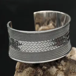 Drachensilber Armschmuck Edel Breit 34mm 925er Silber Armspange - Silber