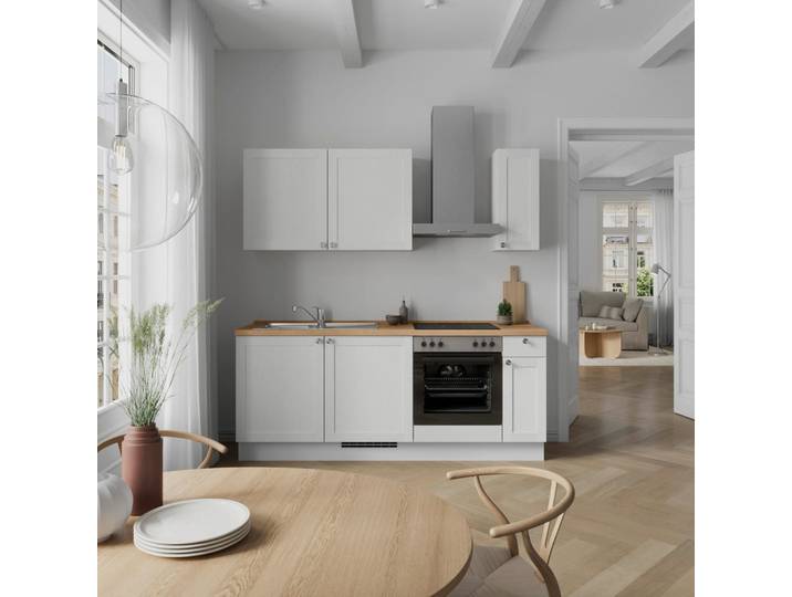 Nobilia Küchenleerblock Frame, Weiß, Eiche, 1 Schublade(n) Schubladen, nur wie online abgebildet bestellbar, 210 cm, Pefc, Goldenes M, Made in Germany, DGM-Klimapakt, seitenverkehrt erhältlich, vormontierter Korpus, Anti-Fingerprint, Küchen, Küchenzeilen & Küchenblöcke, Küchenzeilen ohne Geräte