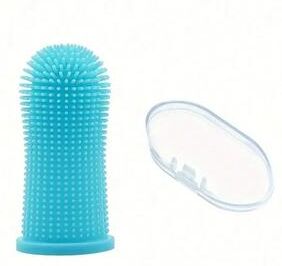 Inspired Living Gentle Silicone Pet Finger Toothbrush For Dogs & Cats blue