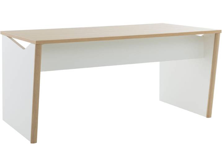 Schreibtisch GAMI ITALIC , strukturierte eiche, weiß, weiß, strukturierte eiche nachbildung, B:160cm H:75cm T:80cm, Tische, Schreibtisch, Ein eleganter und funktionaler Schreibtisch