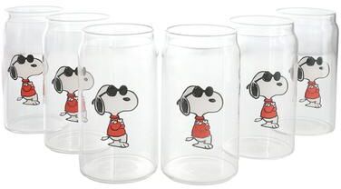 Peanuts 6 Piece Summer Day Joe Cool 16 Ounce Glass Tumbler