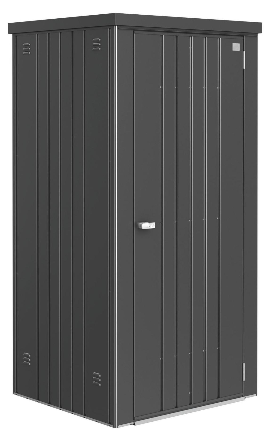 Biohort Equipment Locker, Metallschuppen, Einzelbild, Flachdach, Dunkelgrau Metallic, Stahl, Dunkelgrau Metallic