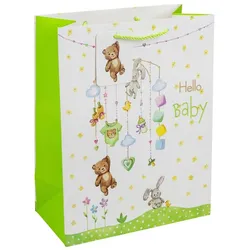 Geschenktasche Hello Baby! 22,5 cm Papier Bunt