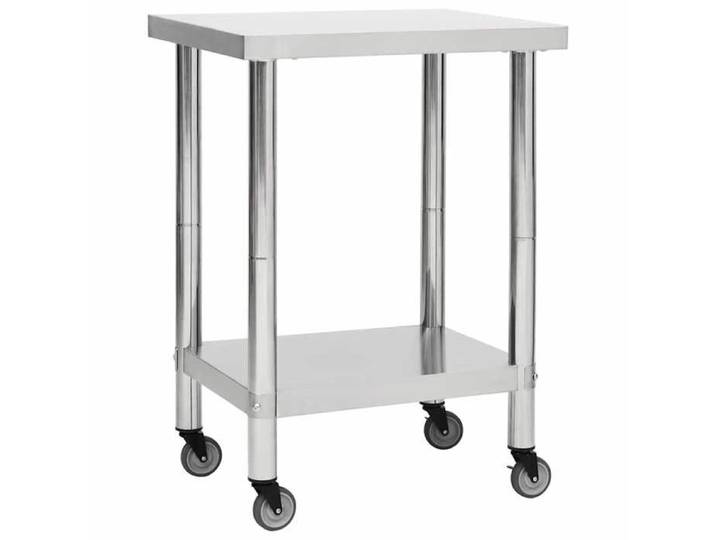 ELORAN Table de Préparation de cuisine Table de travail de cuisine Inox - avec roues - 60x30x85 cm 83677