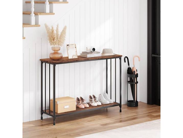 Console étroite - LUNSY - 105x30x81 cm - Marron - Style industriel - Supporte 68 kg - Effet bois vieilli