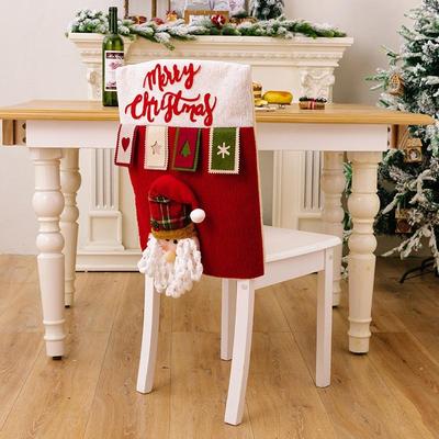 Inspired Deals 3D Christmas Chair Cover Festive Cartoon Doll Chair Back Decoration elder