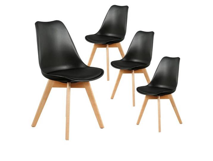 MEDALINE - Lot de 4 Chaises Scandinaves Noires