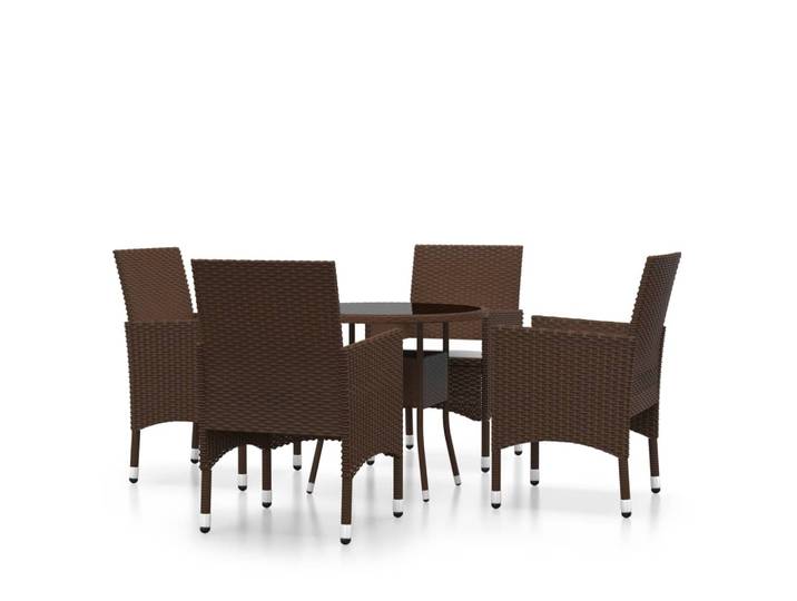 vidaXL Ensemble de jardin 5 pièces Poly rotin brun