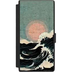 Nivocase Klapphülle für Samsung Galaxy S24 Ultra Handyhülle aus Kunst Leder NIVOflip schwarz Kunst Meer (Samsung Galaxy S24 Ultra), Smartphone Hülle, Schwarz