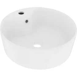 vidaXL Luxus-Waschbecken mit Überlauf Matt-Weiß 36x13 cm Keramik