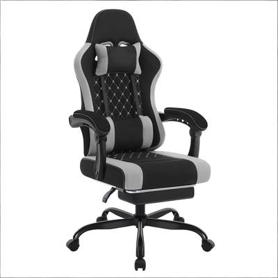 MODFU Bürostuhl aus Mesh-Stoff und Metall in Schwarz-Grau mit Massage-Lendenkissen
