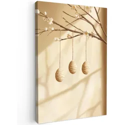 LEINWANDBILD Beige - Osterkuchen - Eier Deko Wohnzimmer 20x30 cm