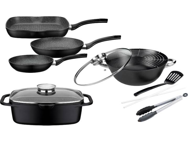 Topf-Set GSW Gourmet Granit , schwarz, Töpfe, Topf-Set, Induktion