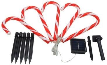 Inspired Finds 5 Pack Solar Christmas Candy Cane Pathway Lights Outdoor Waterproof Holiday Lawn Decorations candy