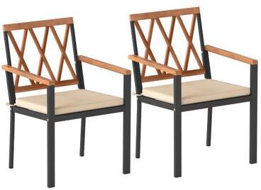Costway Set of 2 Patio Dining Chairs with Removable Padded Cushions-18 Inches