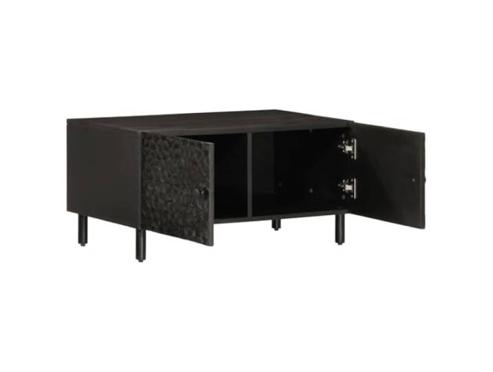 Couchtisch, Schwarz, 80x50x40cm, Mango Massivholz Tischplatte aus massivem Mango Holz, schwarze Säule, Wohnzimmertisch, Couchtisch und Dekoration, kompakte Maße