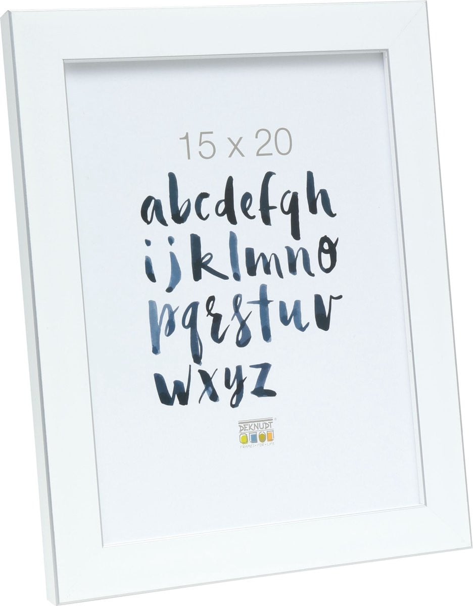 Deknudt Fotolijst S41VK1 Wit met zilverbies - 15 x 20 cm