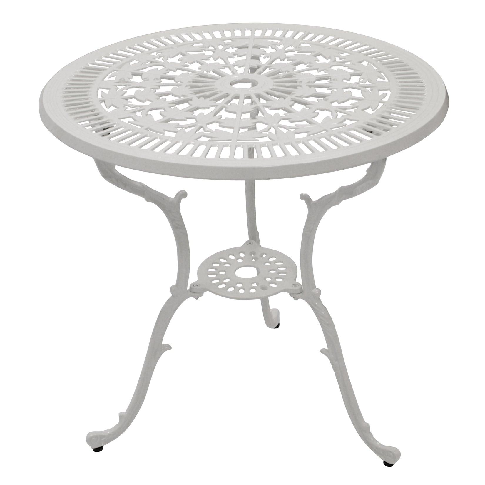 Tisch Jugendstil 70cm rund, Aluguss weiss