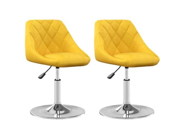 POUFGDR Esszimmerstühle, drehbar, Senfgelb, Samt, 2 Stück Weicher Samt, Rahmen aus verchromtem Stahl, Gashebel, 360 Grad drehbar, modernes Design, Esszimmer