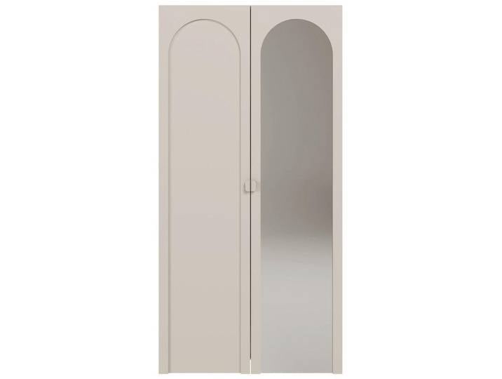 Selsey Kleiderschrank Arkadia Kaschmirgrau mit Spiegel 100 cm, Taupe, 7 Fächer, Rechteckig, 100x200x53 cm, Schlafzimmer, Kleiderschränke, Drehtürenschränke