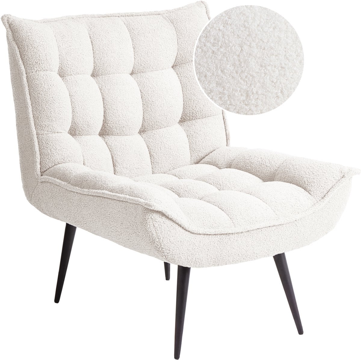 Beliani Fauteuil Modern Wit Bouclé