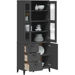 vidaXL Highboard VIKEN Anthrazit 80x40x190 cm Massivholz Kiefer