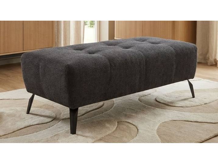 Hocker GOODPRODUCT Viiborg 121 x 63 cm, mit Steppungen, elegant, modern , grau (dunkelgrau), B:121cm H:43cm T:63cm, 100% Polyester, Hocker, Hocker, pflegeleichter Bezug, extra hohe Füsse - passend für Saugroboter