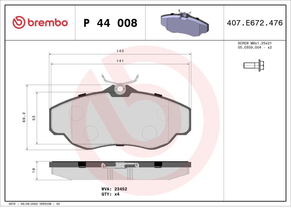 Bremsbelagsatz BREMBO P 44 008