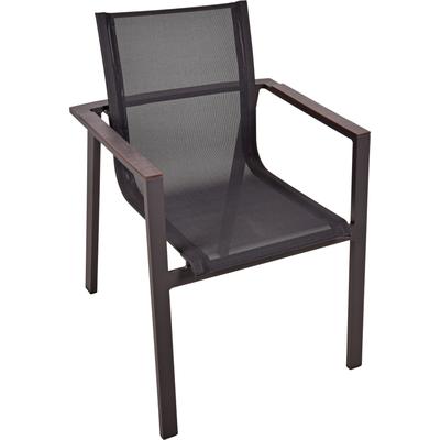 Stapelstuhl GARDEN PLEASURE "SOPHIA, 2er Set", braun (braun, grau, grau), B:56cm H:85cm T:60cm, Aluminium, Kunststoff, Polyester, Stühle, Stapelstuhl, stapelbar