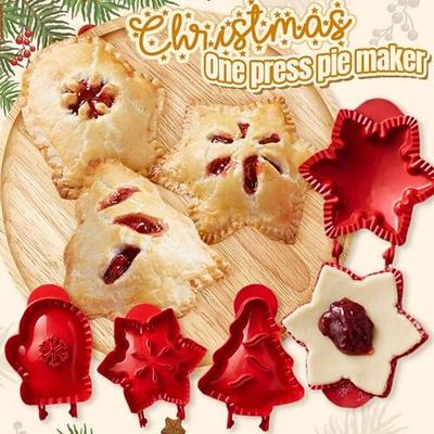 Weihnachts-Kuchenform mit einer Presse, Weihnachtsplätzchenformen für Apfelkuchen und Gebäck, Feiertags-Ausstechform und Tortenboden-Presswerkzeug