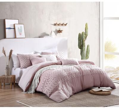 Swift Home Cotton Pom Pom Tufted Layla 5-Piece Comforter Set with Decorative Pillows