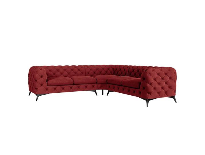 Ecksofa III Rot Samt Ravi 262 x 262cm Gleichschenklig Glamour