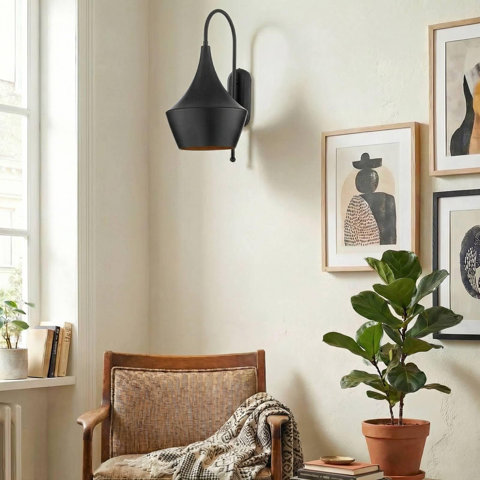 Wandlampe Olaf ROYALTECH, dimmbar, schwarz, für Wohn- / Esszimmer, Metall, Wandleuchte, Wandlampe Innen