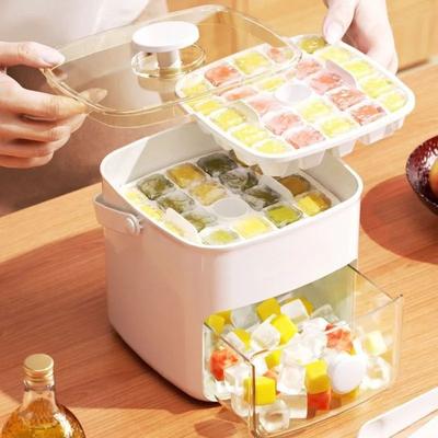 Inspired Living Easy Release 48 Grid Ice Cube Tray With Double Layer Ice Tray Storage Bin And Lid Easy Release 48 Grid Ice Cube Tray With Double Layer Ice Tray Storage Bin And Lid