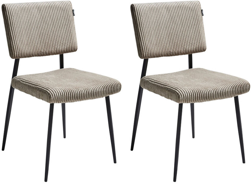 Beliani Set of 2 Dining Chairs STURGIS Corduroy Beige 87cm H X 47cm W X 21cm D