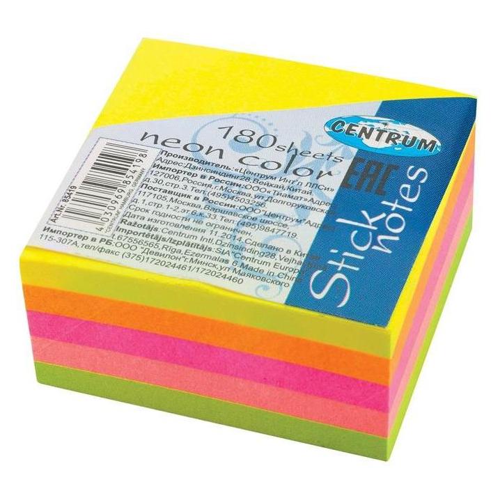Centrum HAFTNOTIZEN 38X38 MM 180SH. (5 NEON COL. (38 x 38 mm) (41907006)