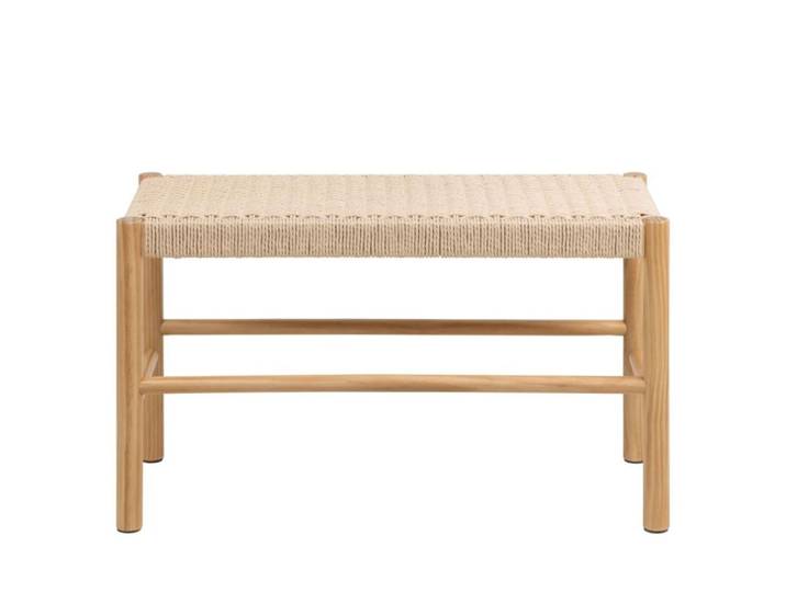Bout de lit en bois et assise tressée l80