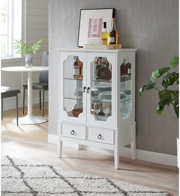 K&B Furniture Curio Display Storage Accent Cabinet with Glass Shelves