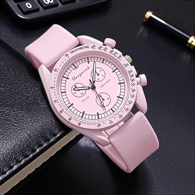 ModernMart Stylish Silicone Band Women Sports Watch With Quartz Movement & Three Dial Design pink