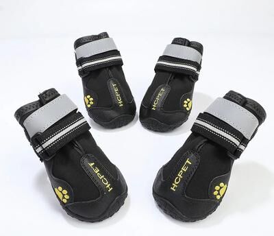 Inspire Select Reflective Waterproof Dog Boots Anti Slip Winter Dog Shoes For Medium & Large Dogs black 5
