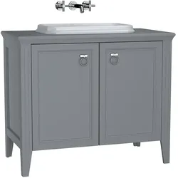 VitrA Valarte Einbauwaschtisch-Set 98 cm, 2 Türen Grau Matt